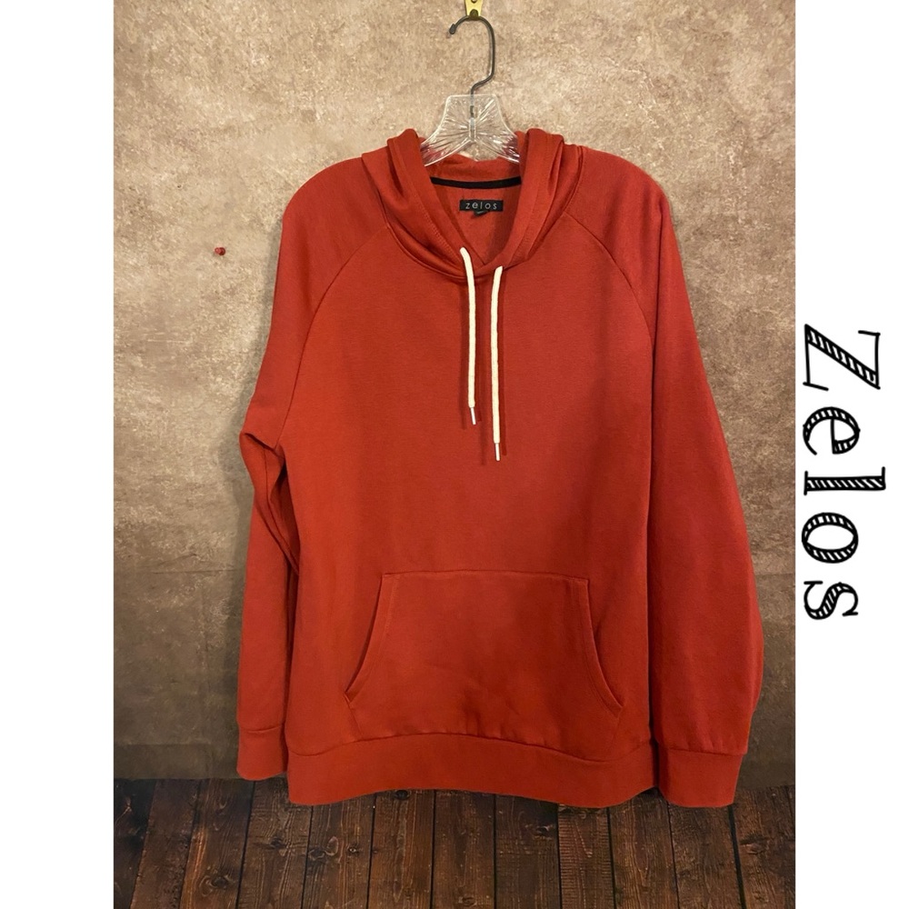Zelos~Men’s hoodie sweatshirt~burnt orange~size M~NWOT